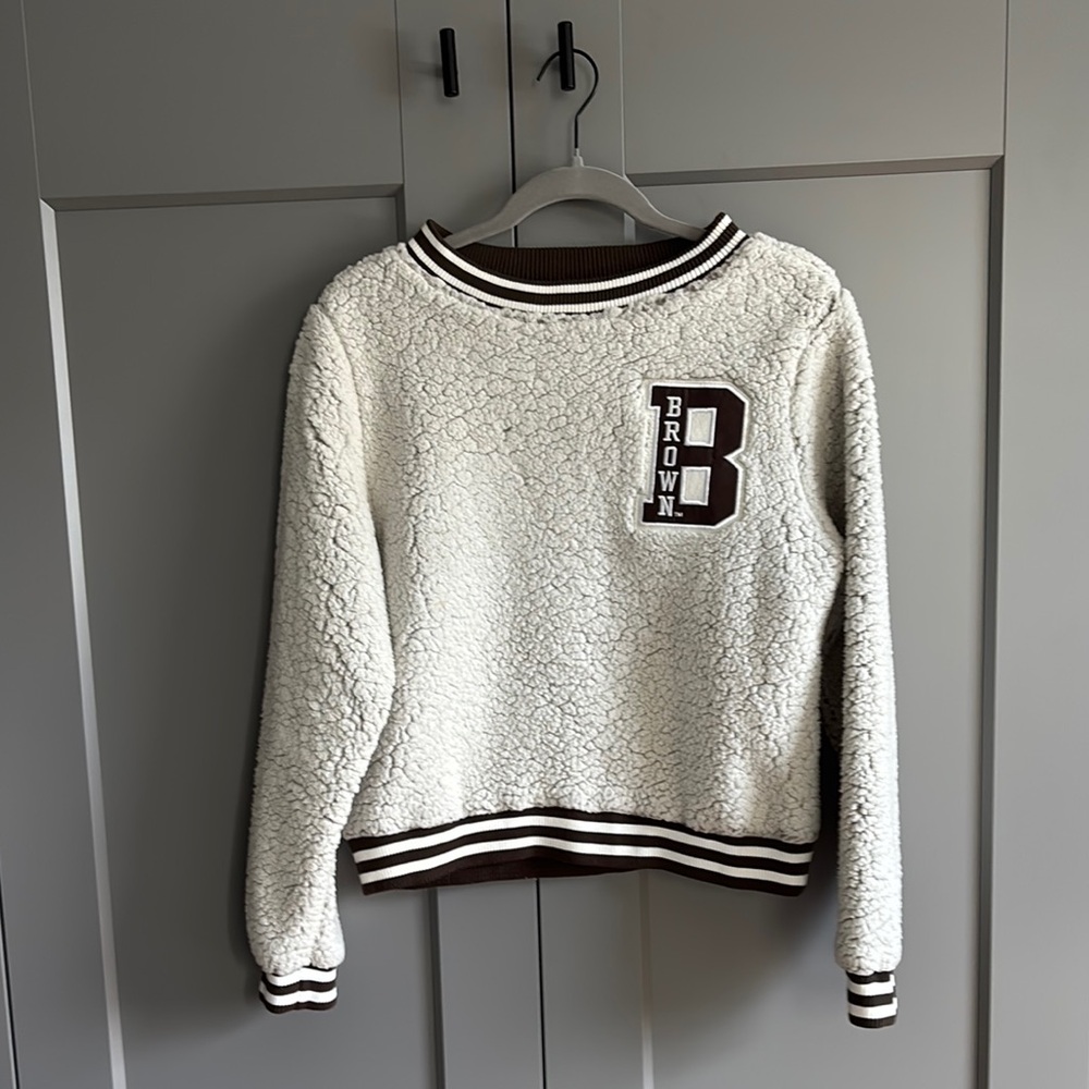 Brown University White Sherpa Pullover